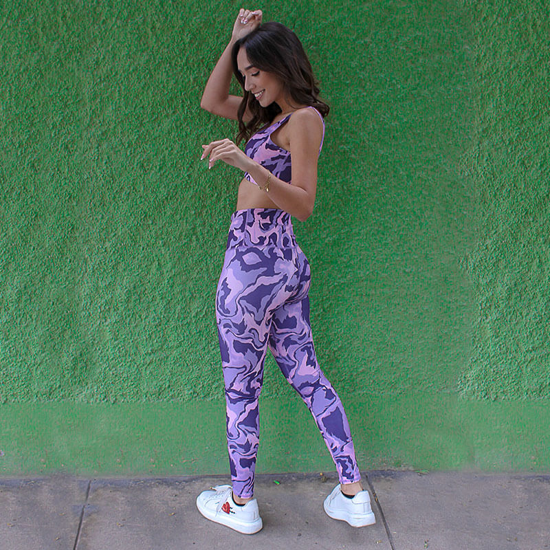 conjunto leggings para mujer con top diseño amatista marca greenfit